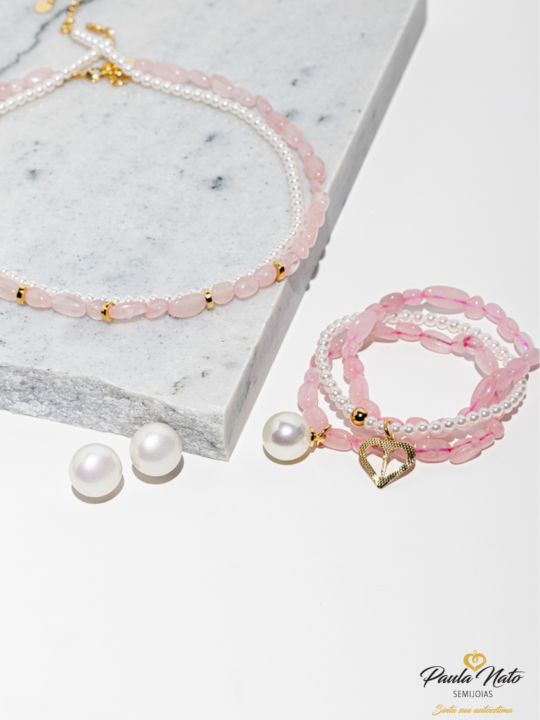 A Conjunto em quartzo rosa
